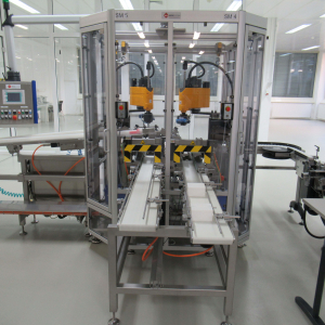 Merz KT160 semi-automatic packing line for packing sticks into pre-folded cartons