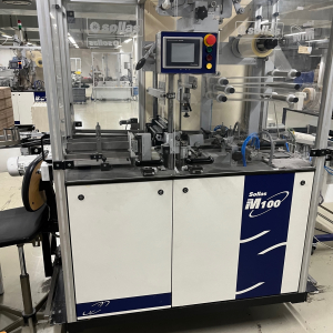 Sollas M100 automatic overwrapping machine for cartons, DVD, CD, etc.