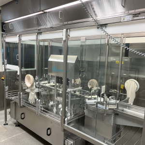 Groninger DFVG 4001/KVG 211A vial filling & closing line, 3,600 vials/hr.