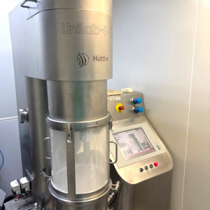 Hüttlin (Syntegon) UNILAB-5-TJ Flexibles Wirbelschicht-System (Kugelcoater) für die Trocknung, Granulation und Beschichtung, Chargengrößen von 1,5 kg bis 16 kg